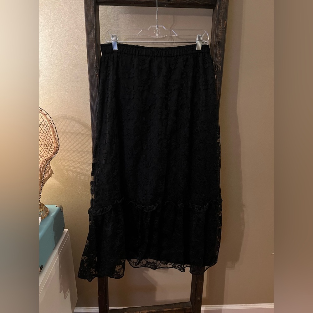 White Stag Black Lace Midi Skirt